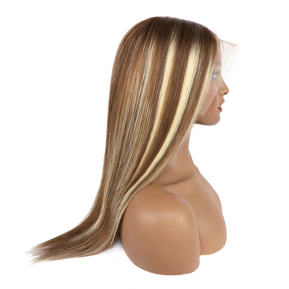 Human Hair Cuticle Aligned Lace Front Wig Piano Color P4-613